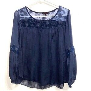 Carla Conti women’s size  x-small 100% silk navy top 290B2